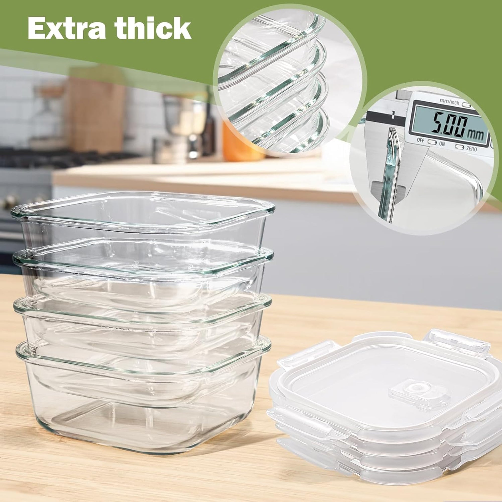 4 Piece 370ml Storage Container Set Clear