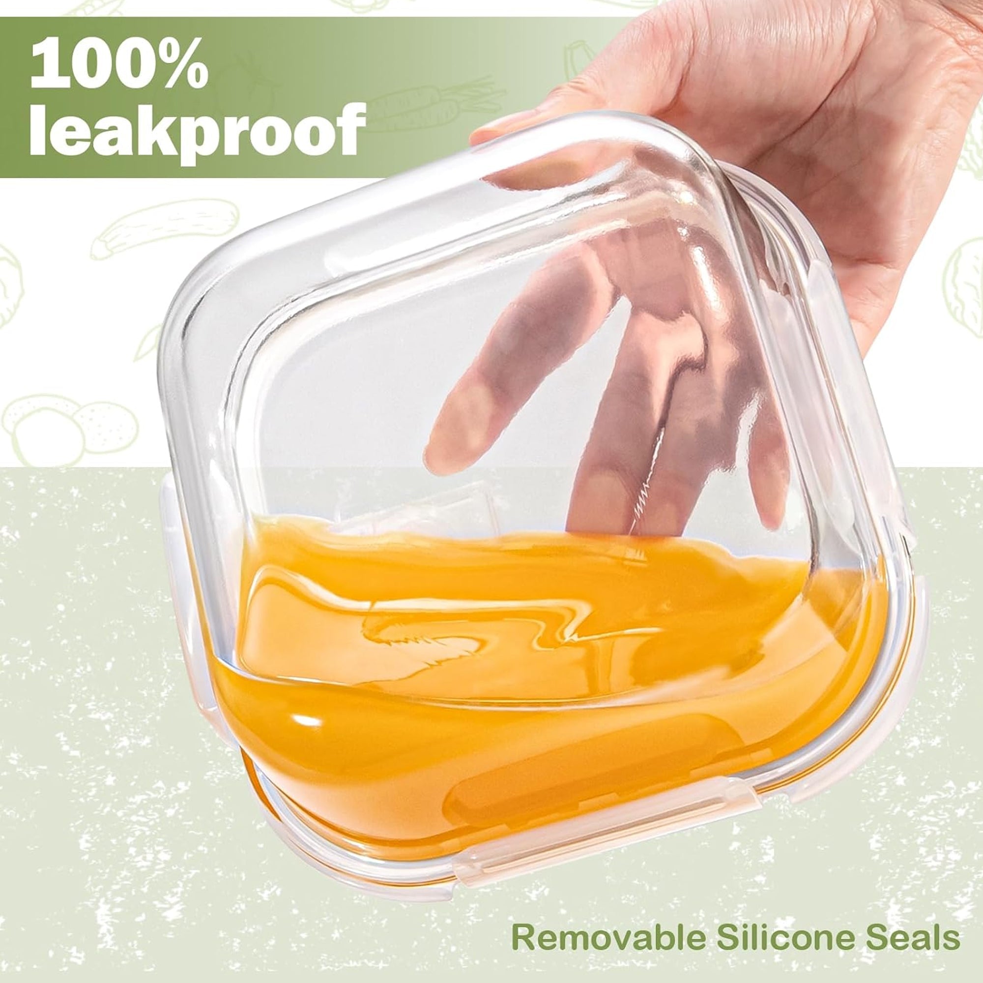 4 Piece 370ml Storage Container Set Clear