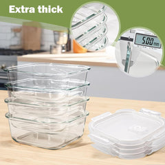 4 Piece 370ml Storage Container Set Clear