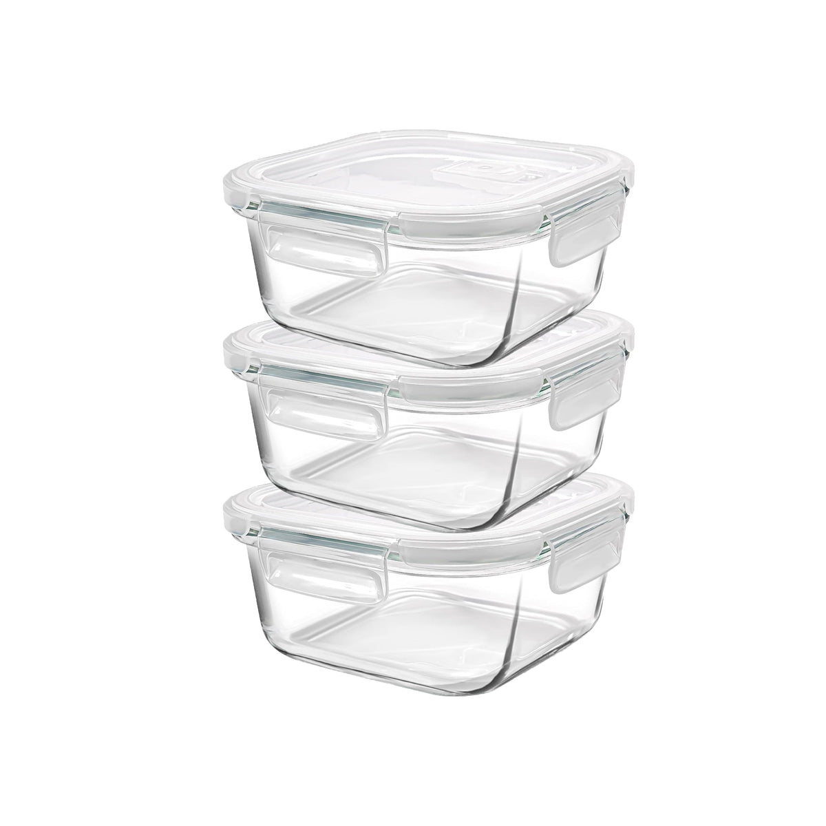 3 Piece 500ml Square Storage Container Set Clear