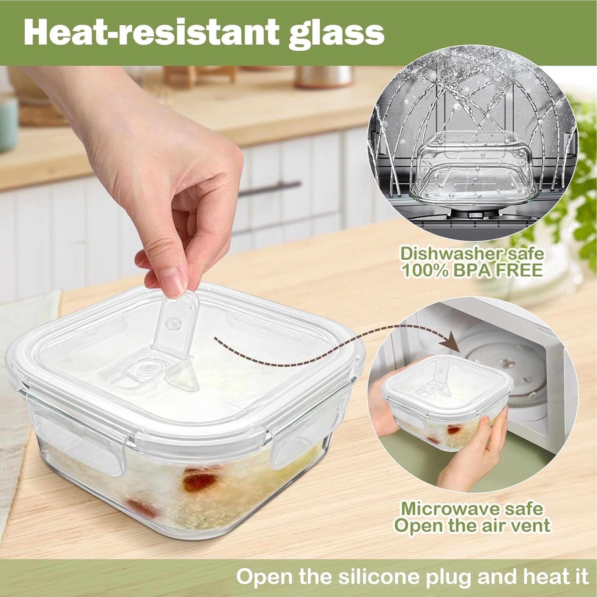 3 Piece 500ml Square Storage Container Set Clear