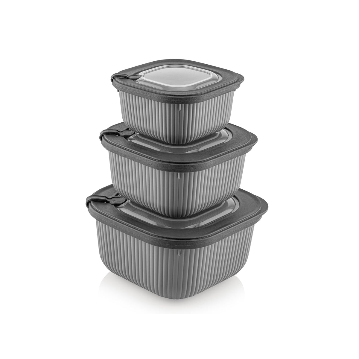 3 Piece Line Storage Container Set Grey
