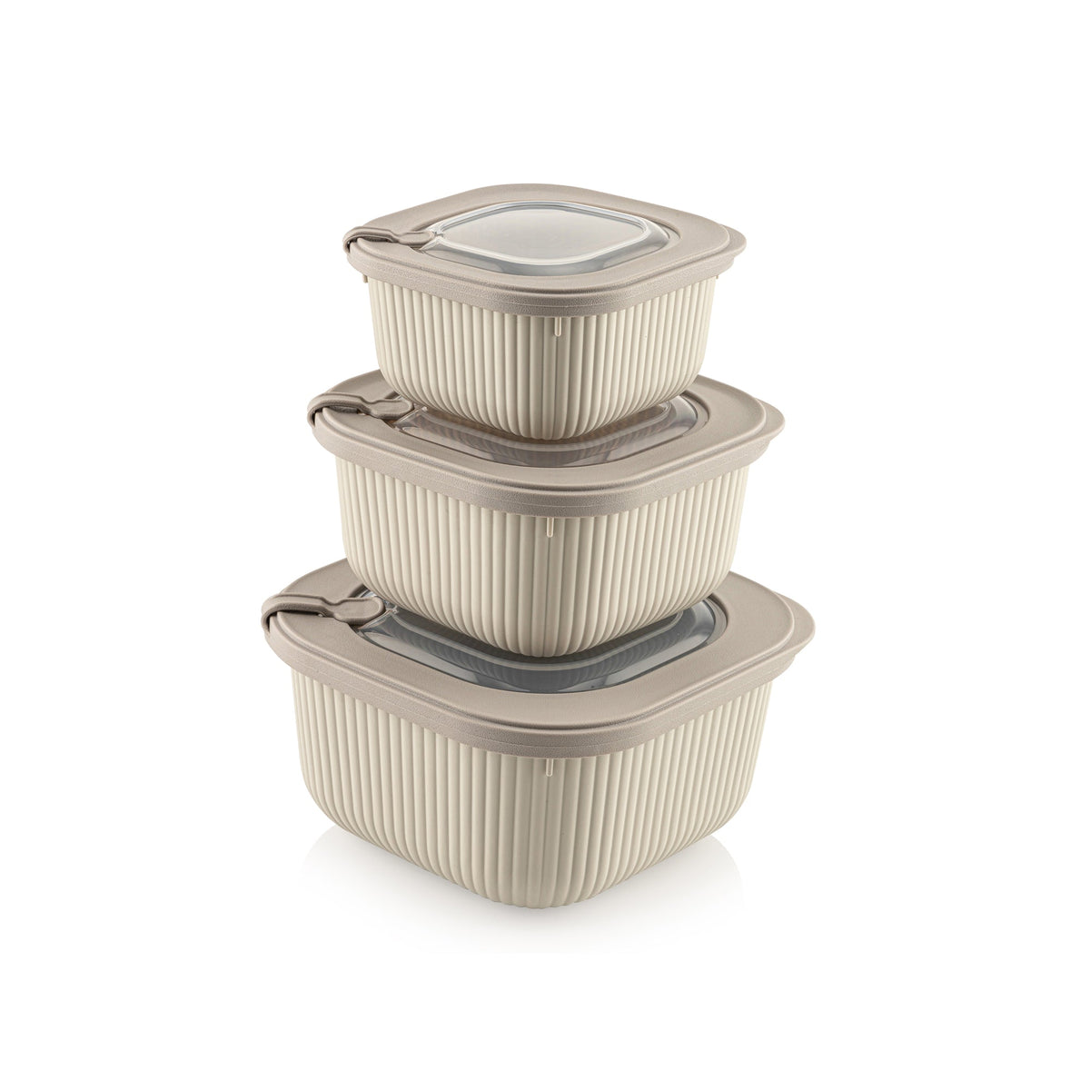 3 Piece Line Storage Container Set Cream