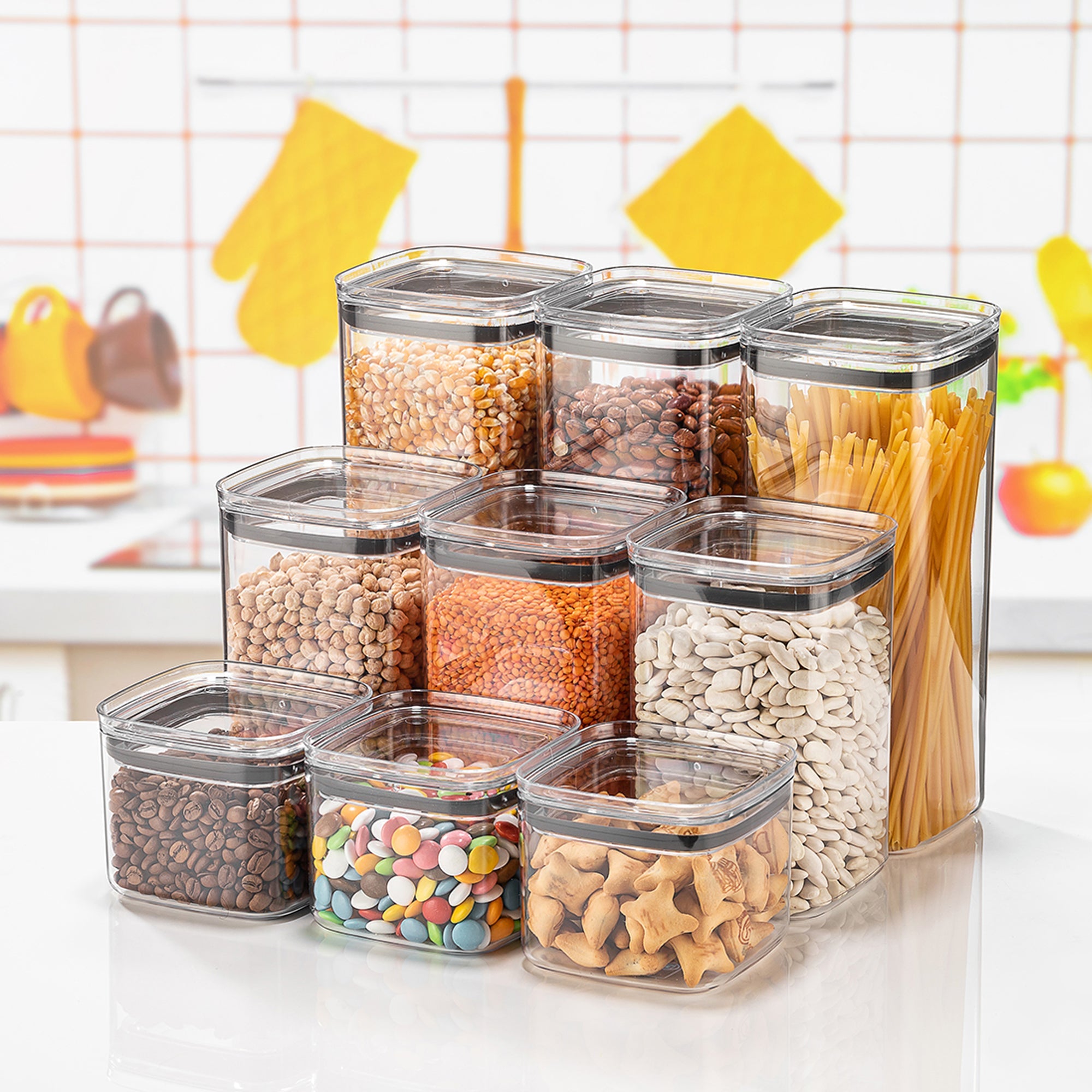 2.1Lt Square Airtight Food Container Grey