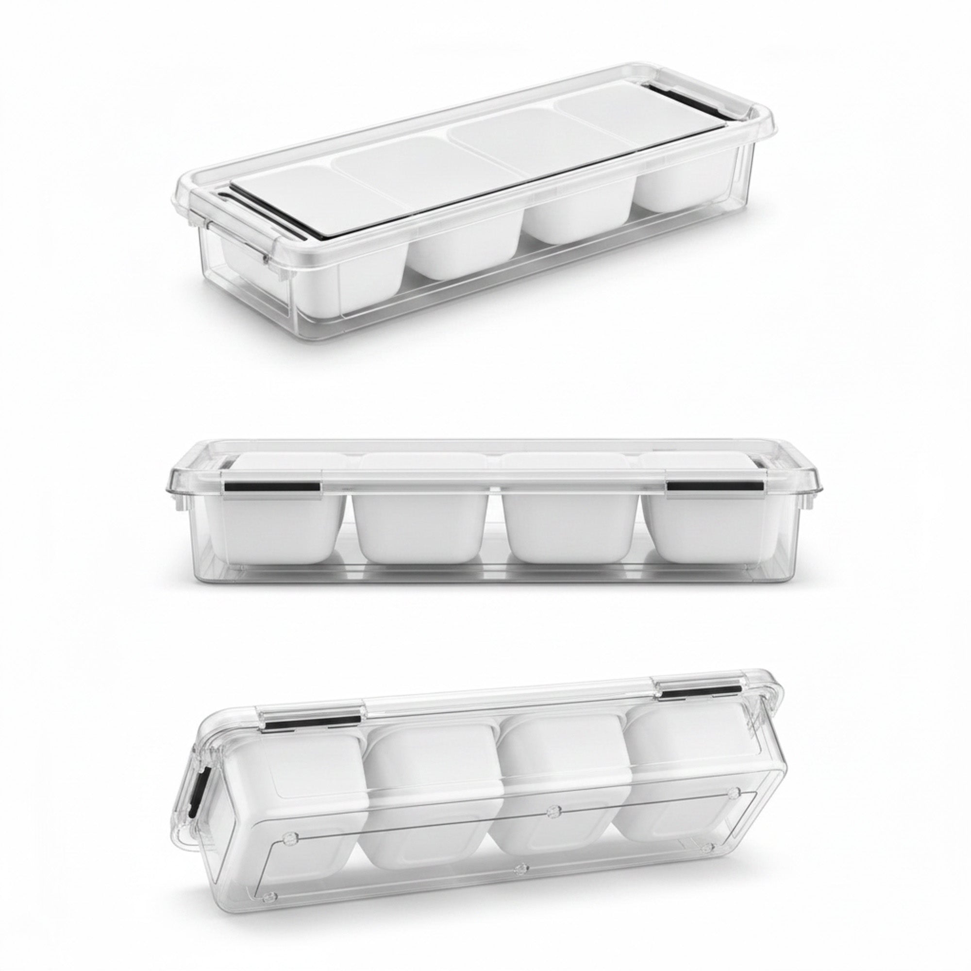 4 Compartment Storage Box White