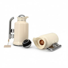 2 Piece Coffee & Tea Thermos Set Cream & Silver