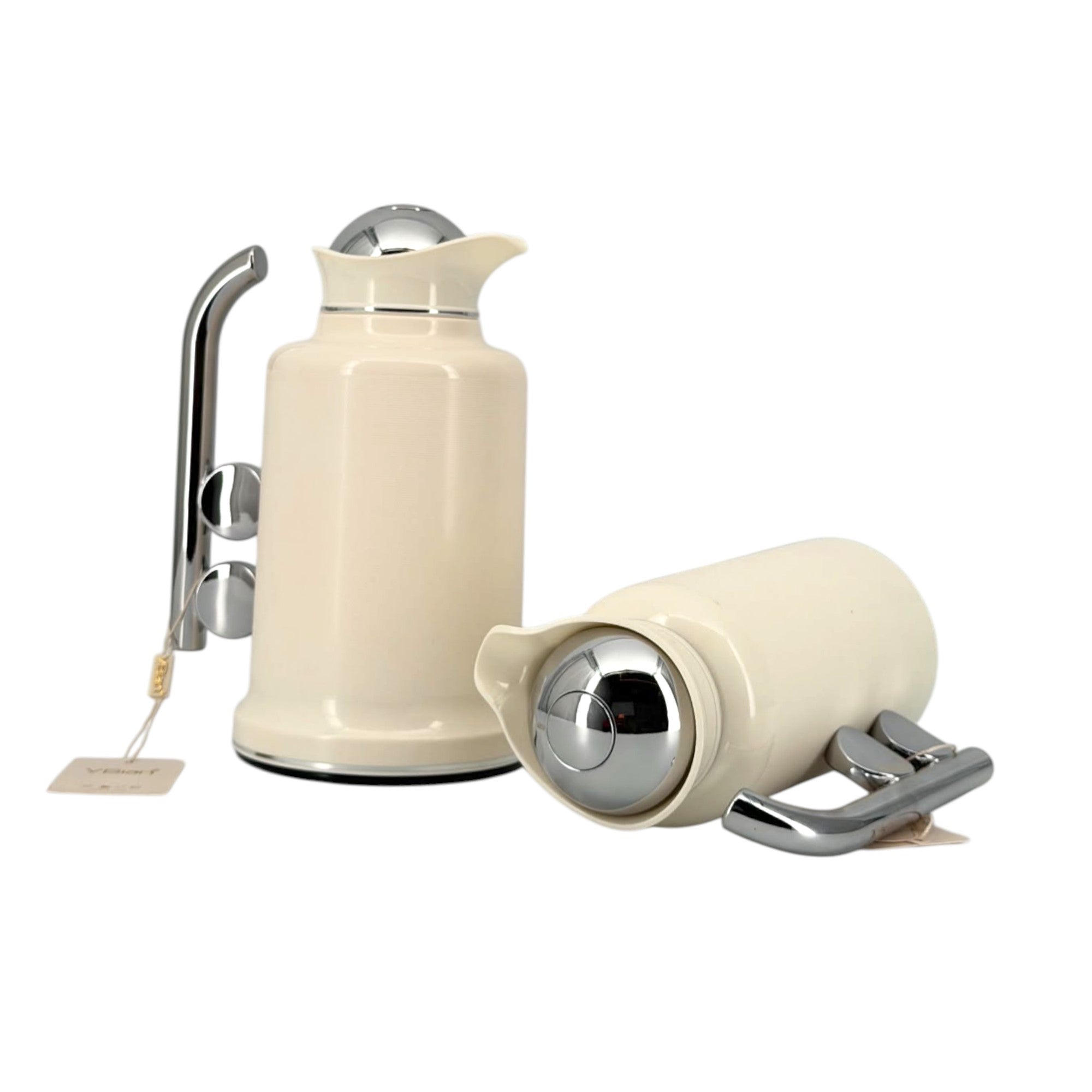 2 Piece Coffee & Tea Thermos Set Cream & Silver