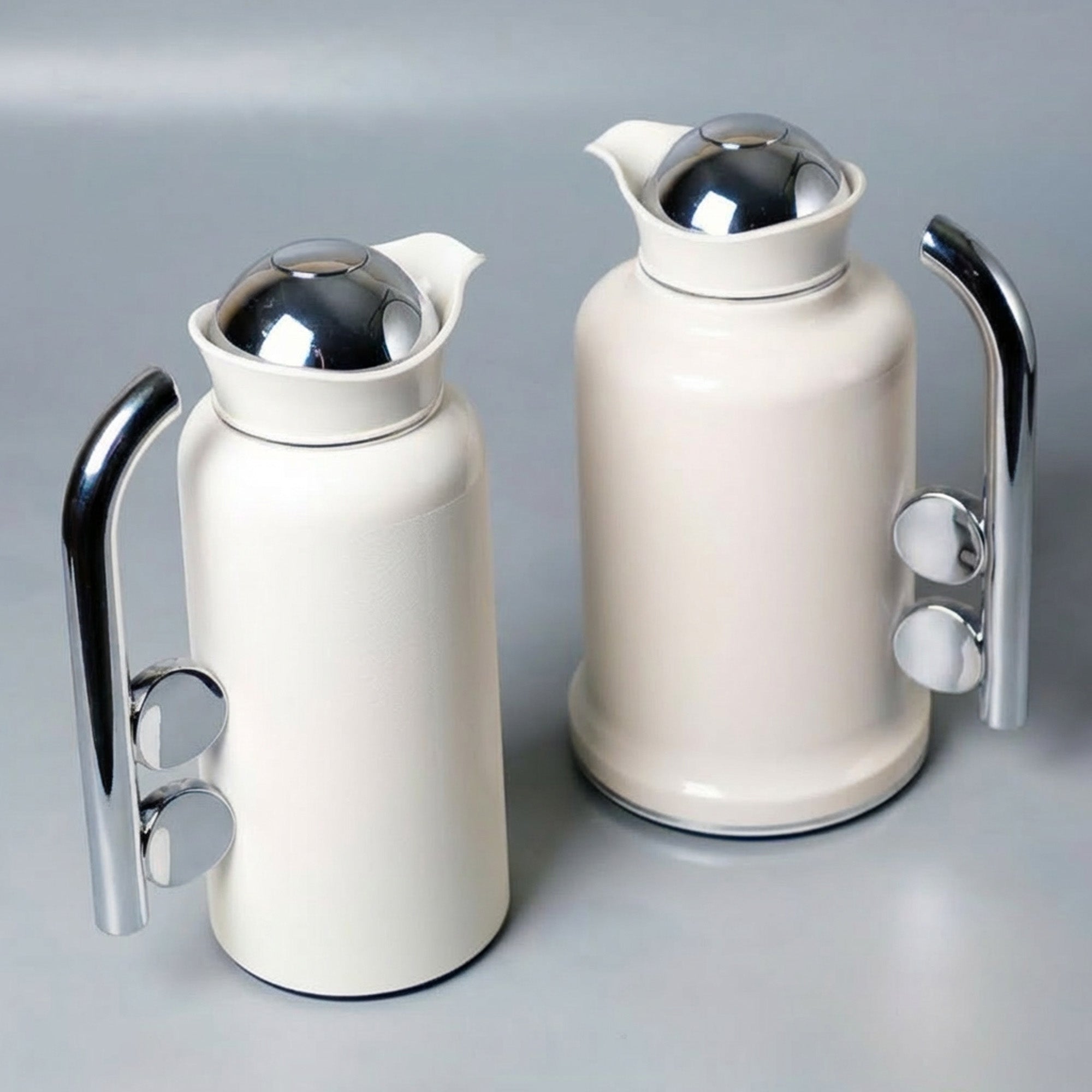 2 Piece Coffee & Tea Thermos Set Cream & Silver
