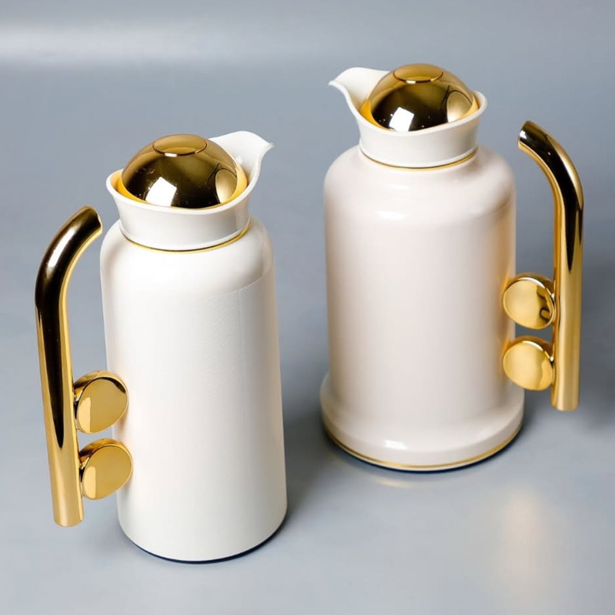 2 Piece Coffee & Tea Thermos Set Cream & Gold