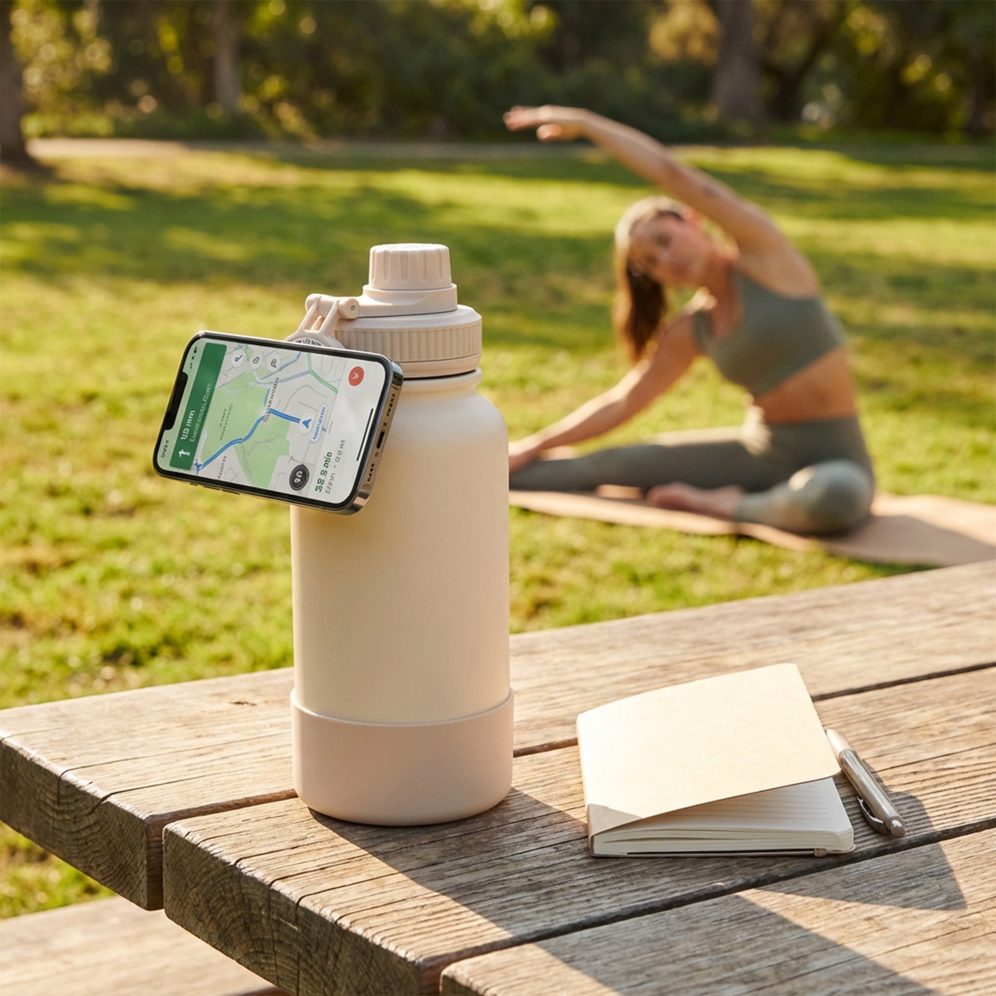 650ml Cellphone Holder Flask Cream
