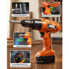 2-in-1 Simulation Electric Drill & Saw Toy Orange