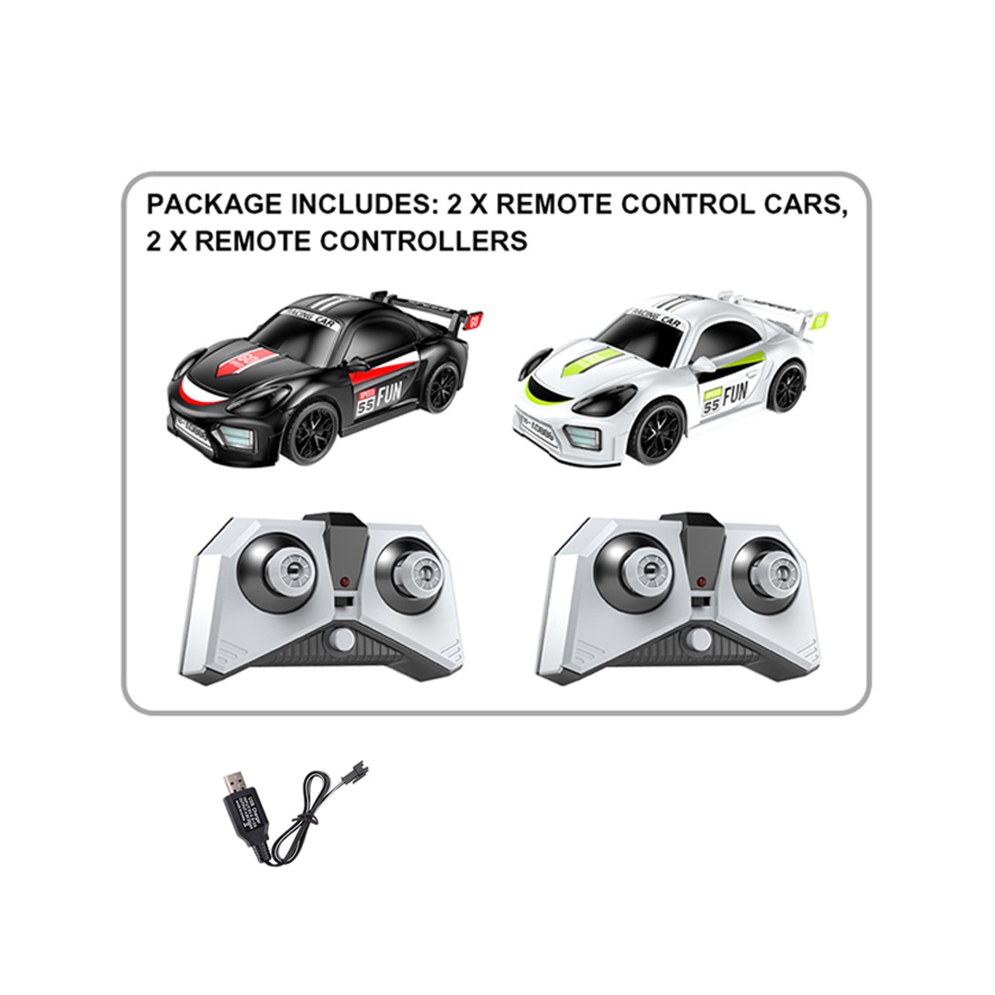 2 Player RC Car Set Black & White