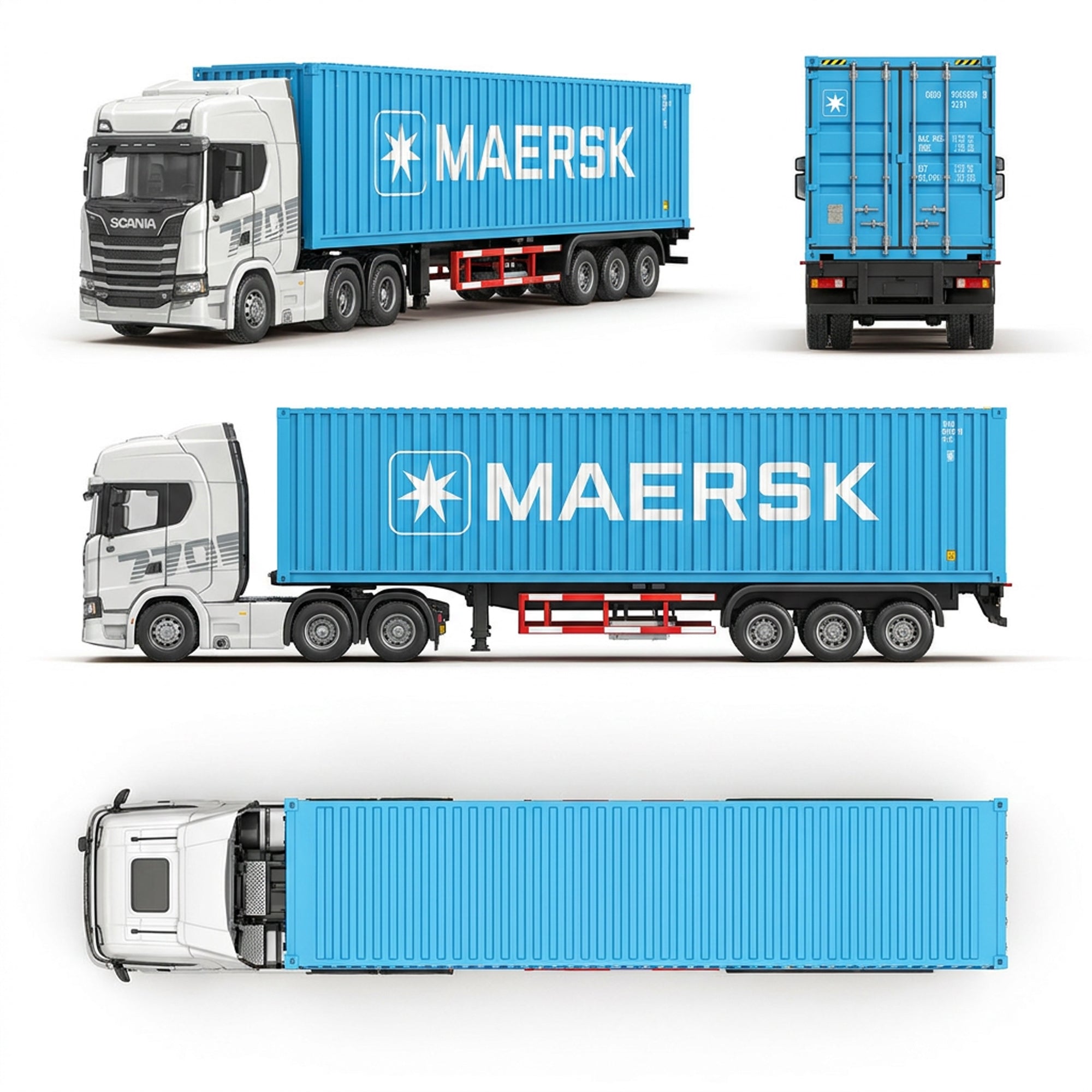 1:64 Alloy Scania Truck with Container Blue