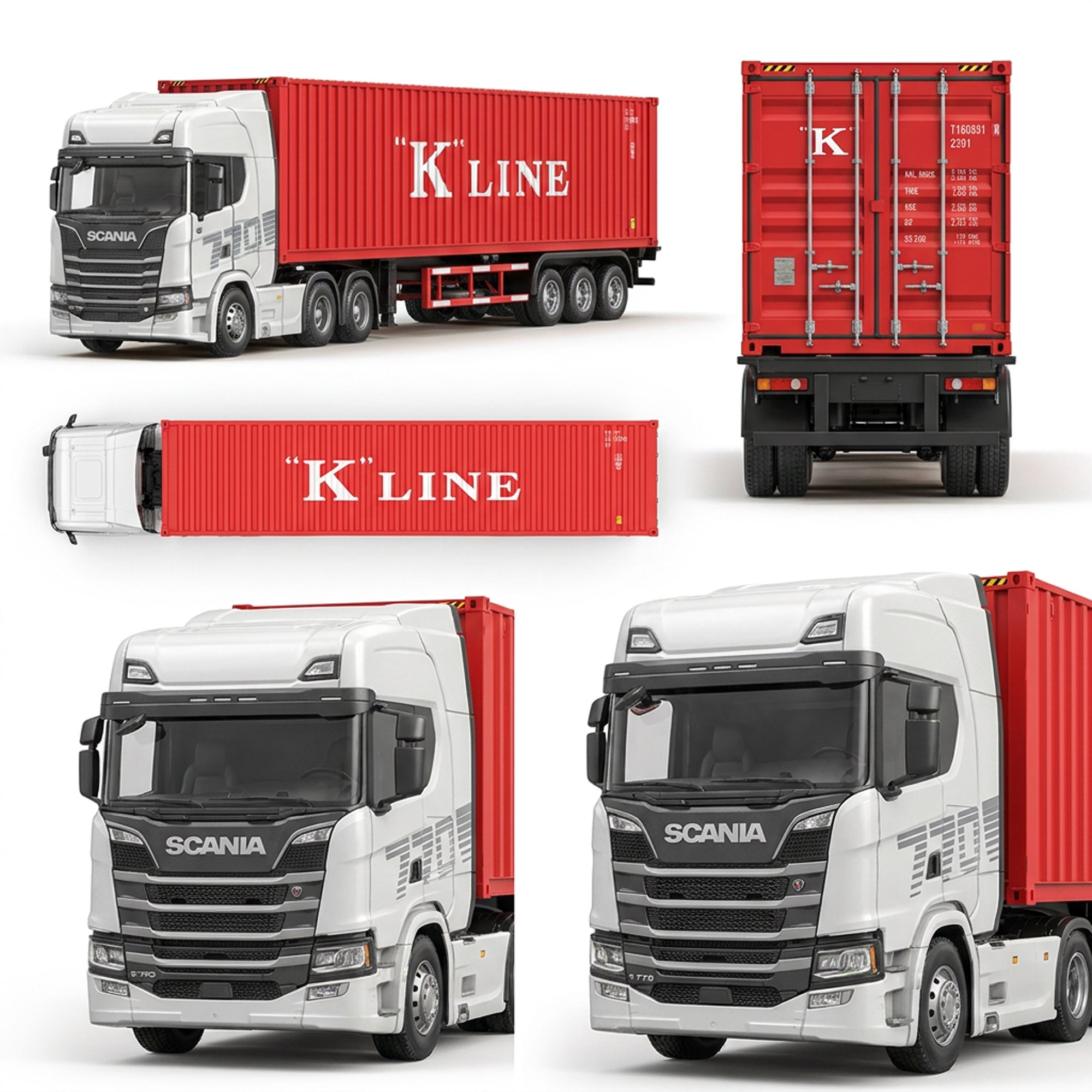 1:64 Alloy Scania Truck with Container Red