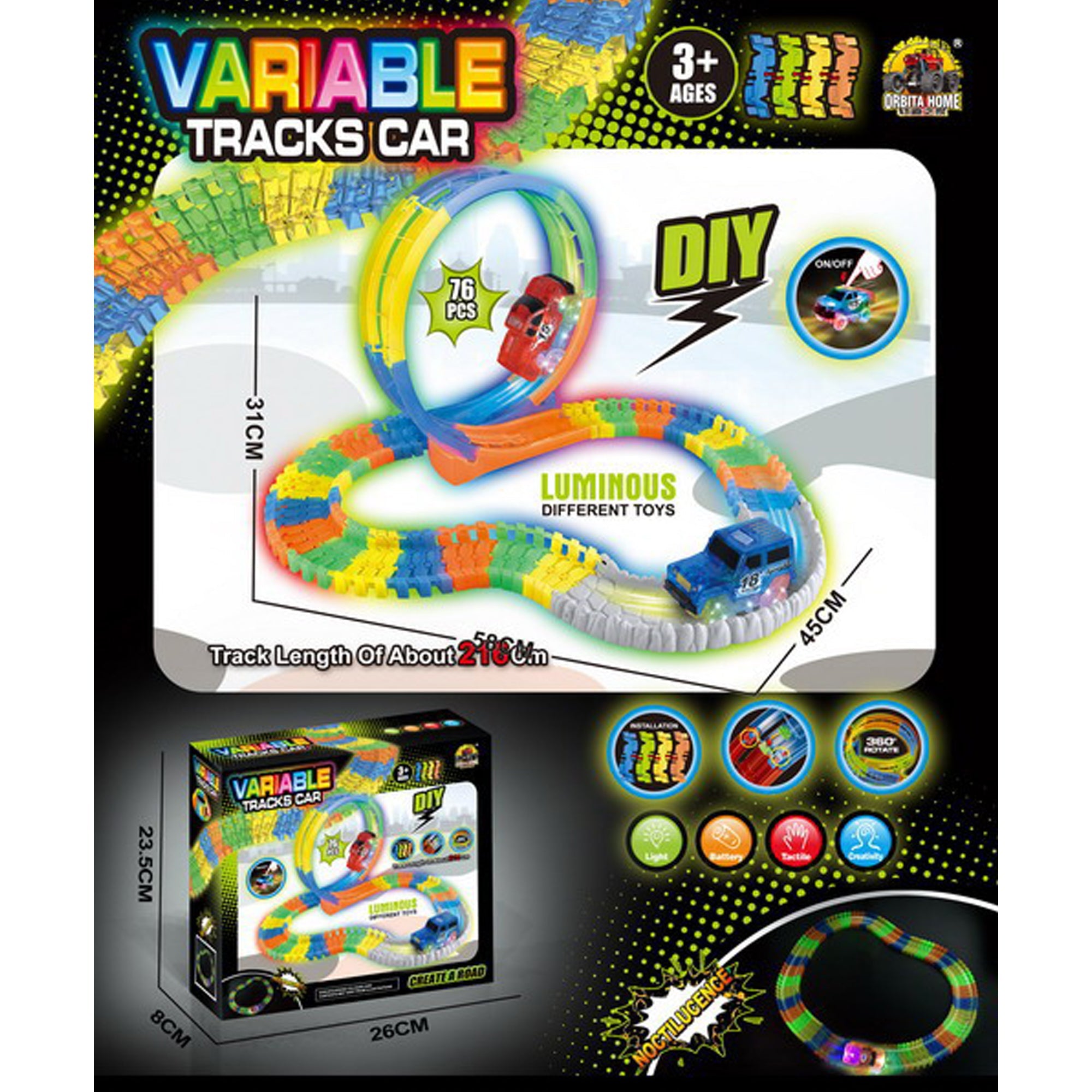 76 Piece Variable Tracks Car
