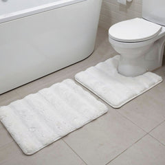 2 Piece Bathroom Mat Set White