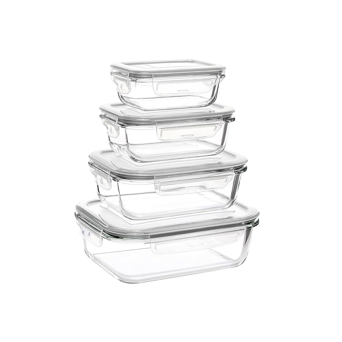 4 Piece Rectangular Storage Container Set Clear