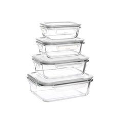 4 Piece Rectangular Storage Container Set Clear