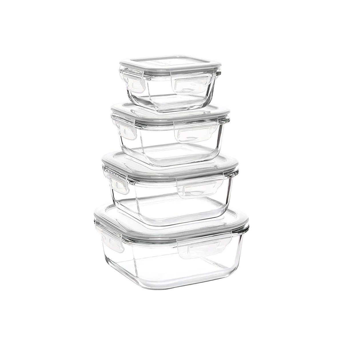 4 Piece Square Storage Container Set Clear