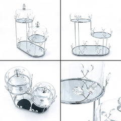 2 Tier Dessert Server with Domes Silver