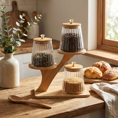 3 Piece Bamboo Canister Set Clear