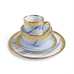 16 Piece Marble Design Dinner Set Multicoloured