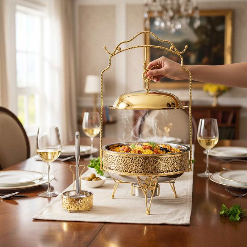 6Lt Chafing Dish with Spoon Gold