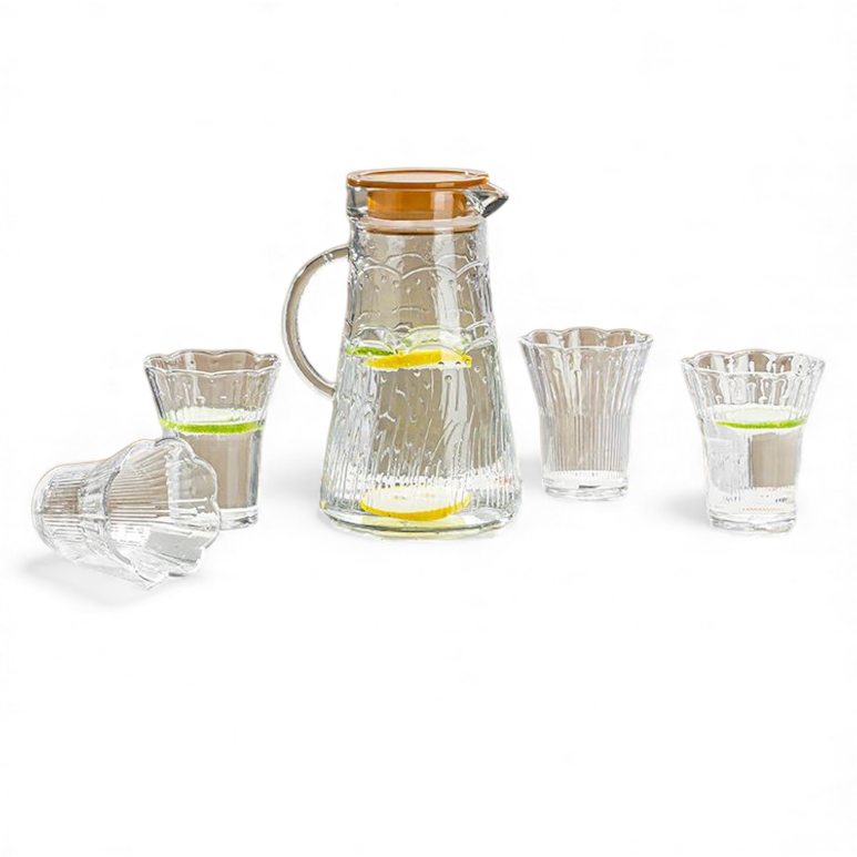 5 Piece Jug & Tumbler Set Clear