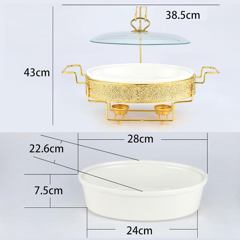 3.5Lt Ceramic Chafing Dish Gold