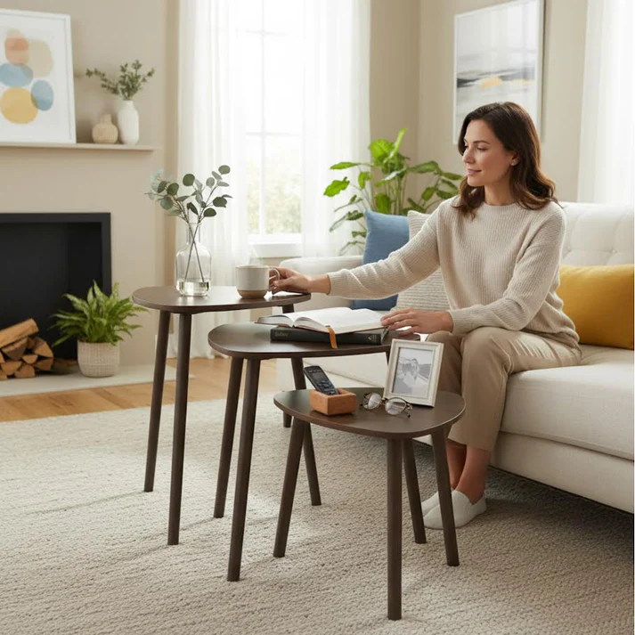 3 Piece Coffee Table Dark Brown