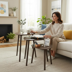 3 Piece Coffee Table Dark Brown