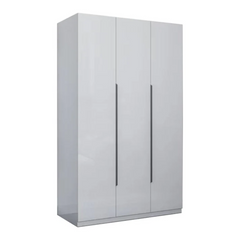 3 Door High Gloss Wardrobe White