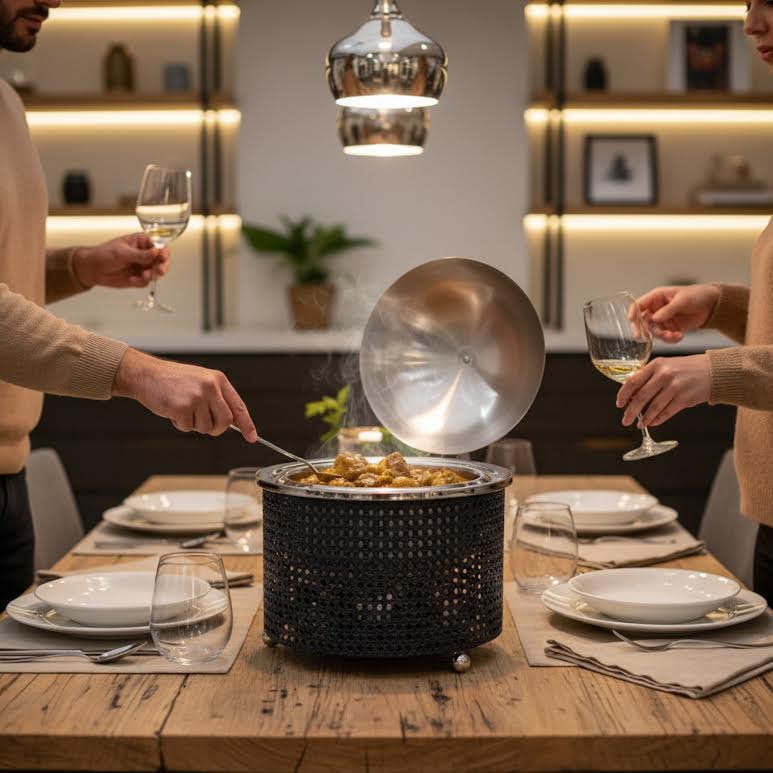 3.5Lt Chafing Dish with Mesh Design Black & Stainless Steel