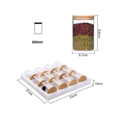 12 Piece Canister Set with Bamboo Lids Clear Round