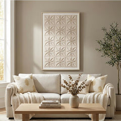 80 x 120cm Flower Design Frame Cream & Gold