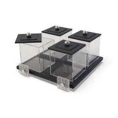 4 Piece Leather Canister Set Black