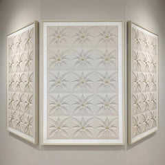 80 x 120cm Flower Design Frame Cream & Gold