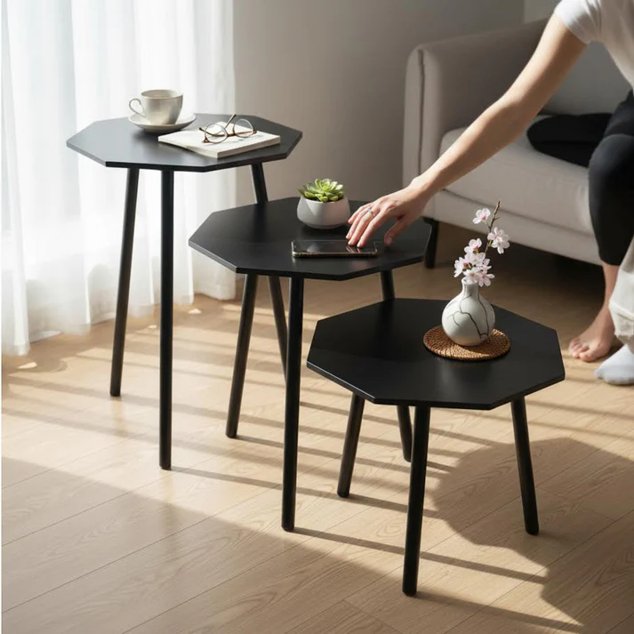 3 Piece Coffee Table Black