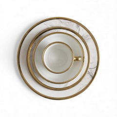 16 Piece Dinner Set with Trimming Gold & White