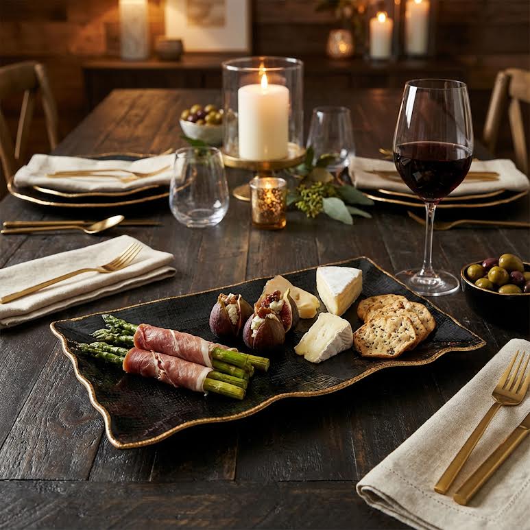 31 x 31cm Rectangular Platter Black