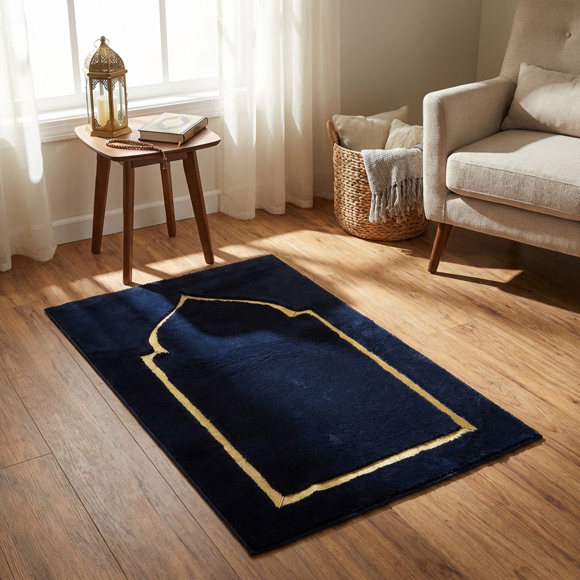 70 x 130cm Musallah Black & Gold