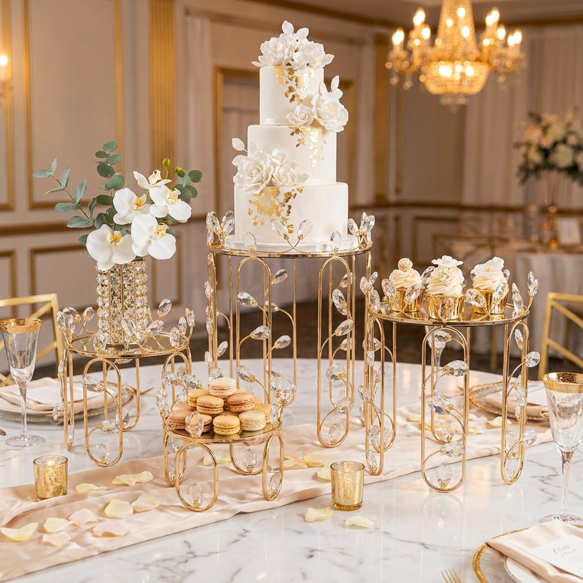 4 Piece Cake Stand Set Gold