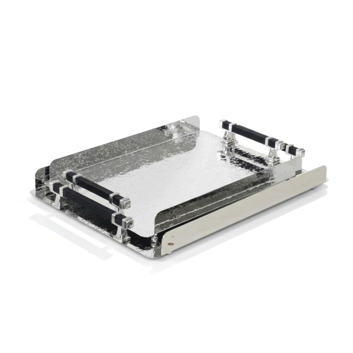 2 Piece Metal Tray Set Silver